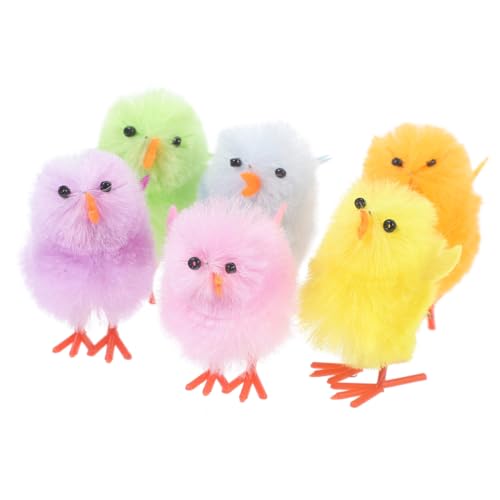 Gatuida 6 Stück Hühnerdekoration aus Samt Mini-Farbküken Plüsch-Küken-Modell Party Mini-Pelzhuhn für den einzug housewarming kleine flauschige Küken -Minihuhn von Gatuida