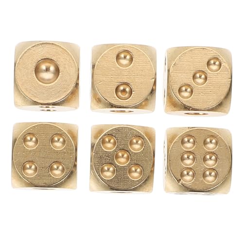 Gatuida 6 Stück Messing Würfel Teilig Kleine Solide Würfel Spiel Requisiten Party Dekoration Leicht Tragbar für Bar Familienfeier Tischspiele von Gatuida
