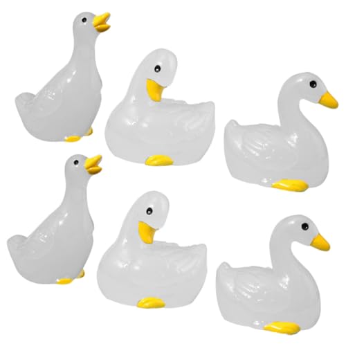 Gatuida 6 Stück Miniatur Leuchtende Enten Figuren aus Resin Fluoreszierende Micro Landschaft Deko Detailreiche Miniatur Tischdekoration für Garten Succulenten und Puppenhaus von Gatuida