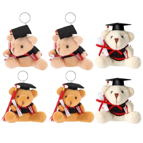 Gatuida 6 Stück Plüsch Abschlussbär Schlüsselanhänger Niedliche Große Kuscheltiere Weiß Hellbraun und Dunkelbraun für Schulabschlüsse Dekoration und Gatuida 6 Stück Plüsch Abschlussbär Schlüsselanhänger Niedliche Große Kuscheltiere Weiß Hellbraun und Dunkelbraun für Schulabschlüsse Dekoration und von Gatuida