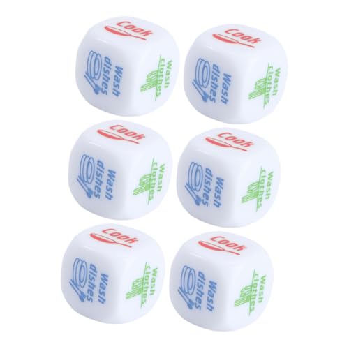 Gatuida 6 Stück Teiliges Acryl Hausarbeitswürfel Erwachsene Buntes Rollenspiel würfelspiel zur Lustigen Aufgabenverteilung Sicheres Material Geschenkidee für Familien und Freunde von Gatuida