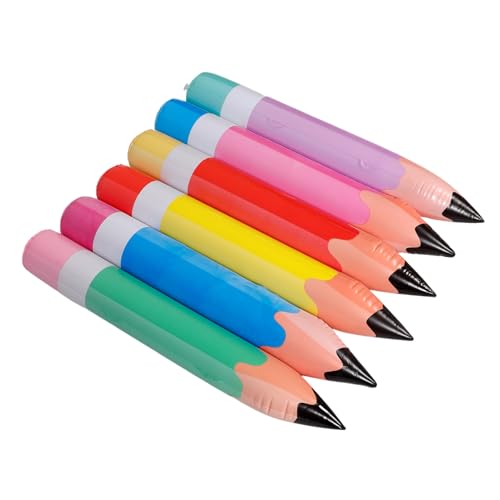 Gatuida 6 Stück Teiliges Aufblasbare Jumbo Bleistift Deko Langlebig Reißfest Farbenfrohe Schulparty Accessoires Kinderfreundlich für Klassenzimmer Partydekoration von Gatuida