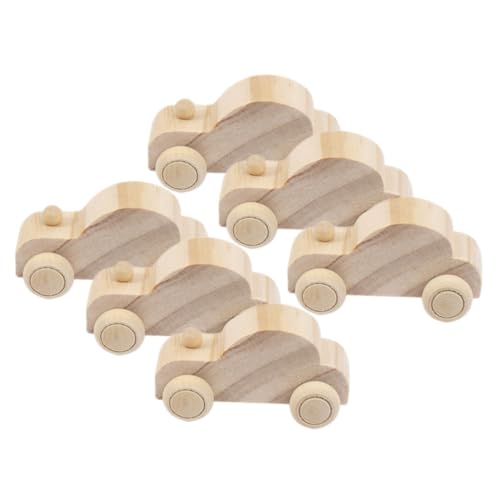 Gatuida 6 Stück Teiliges Holz Auto Bastelset zum Bemalen Naturbelassene DIY Graffiti Holzautos für Sicherer Holzspielzeug Bausatz Hand Auge Koordination und Kreativität von Gatuida