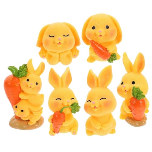 Gatuida 6 Stück Teiliges Mini Hasen aus Hochwertigem Resin Multifunktionale Tischdeko mit Niedlichen Kaninchenfiguren für Garten Balkon und Miniaturlandschaften Langlebig und Detailreich von Gatuida