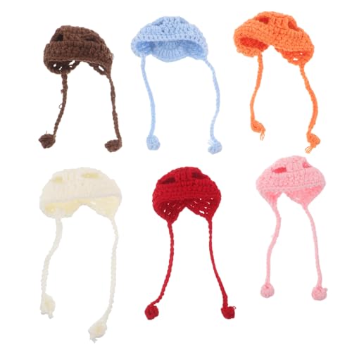 Gatuida 6 Stück Teiliges Mini Strickmützen aus Weicher Wolle Niedliche Puppenhüte für DIY Basteln Handgestrickte Mini Garnmützen als Weihnachtsbaumschmuck und Figurinen Dekorationen von Gatuida