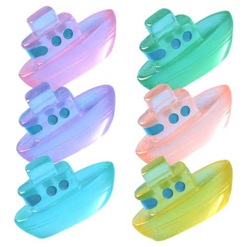 Gatuida 6 Stück Teiliges Miniatur Boot aus Resin Leuchtende Miniaturboote in Farben Dekorative Mini Boote für Garten Puppenhaus Kuchen Autodekoration Leicht und Vielseitig Einsetzbar von Gatuida