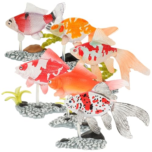 Gatuida 6 Stück Teiliges Realistische Goldfisch Figuren aus Robustem Niedliche Dekoration für Kinderzimmer und Schreibtisch Pädagogisches für für Fischliebhaber von Gatuida