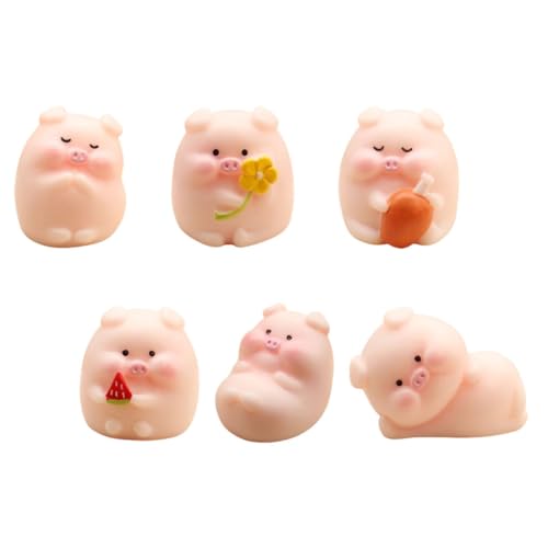 Gatuida 6 Stück Teiliges Resin Schwein Miniatur Figuren Auto Dekorationen Süße Harz Tierstatuen DIY Mikro Landschaft Ornamente für Bücherregal Büro Zuhause von Gatuida