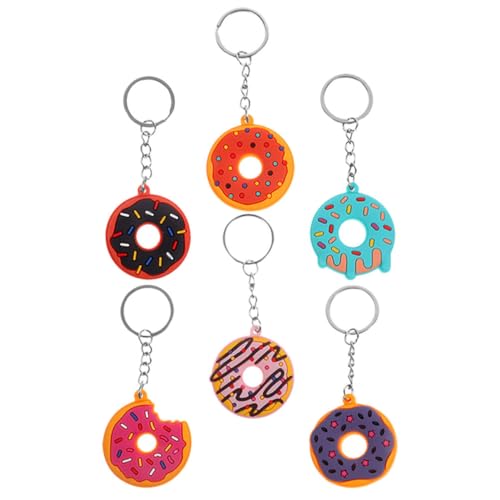 Gatuida 6 Stück Teiliges Süßer Donut schlüsselanhänger aus Weichem PVC Dekorative Anhänger im Cartoon design Leichte Schlüsselringe mit Niedlichem Donut motiv als Taschen Rucksackdeko von Gatuida