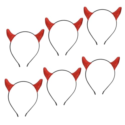 Gatuida 6 Stück Teiliges Teufelshorn Stirnband Rotes Halloween Kostüm Haarreif mit Kreativen Hörnern für Damen und Mädchen Party Karneval Cosplay Zubehör von Gatuida