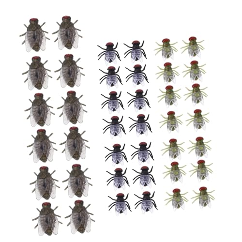 Gatuida 60 Stück Teiliges Künstliche Fliegen Schwarzen und Grünen Modellen Realistische Insekten für Halloween Streiche und Partyspaß Leicht und Langlebig für Witzige Pranks von Gatuida
