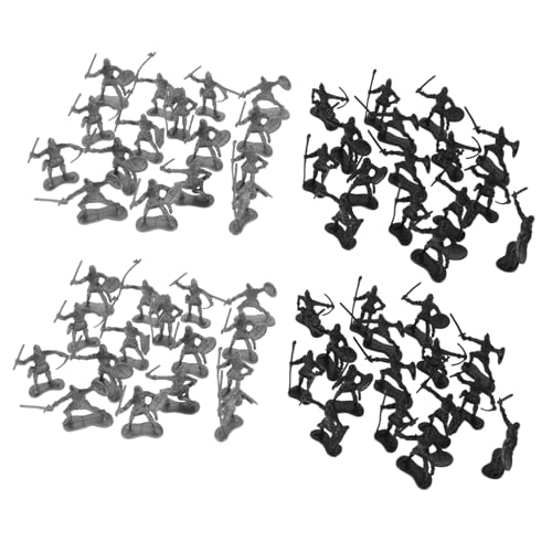 Gatuida 60 Stück Teiliges Set Mittelalterliche Soldatenfiguren aus Langlebigem Kunststoff Detailreiche Miniatur und Ritter in Schwarz Silber als Mini Armee und Dekoration für Jungen von Gatuida