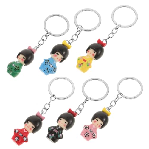 Gatuida 6Stücke Japanische Kimono Puppen Schlüsselanhänger Niedliche Cartoon Schlüsselringe Für Taschen Dekoration Und Zufällige Farben von Gatuida