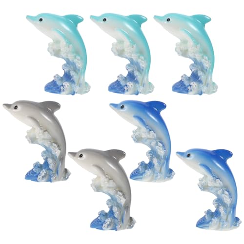 Gatuida 7 Miniatur-Delfinfiguren – niedliche Delfinstatuen aus Kunstharz für Moosterrarien, Aquarium-Ornamente, Heimdekoration von Gatuida