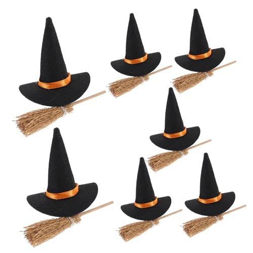 Gatuida 7 Satz Mini-hexenhut Halloween-Dekorationen Im Freien Klein Mini-hexenhüte Aus Filz Kostüm Halloween -Ornamente Halloween-weinflaschendeckel Mini-weinflaschenhüte Hölzern von Gatuida