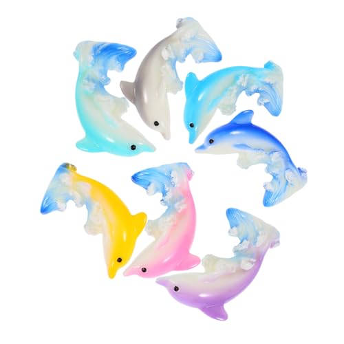 Gatuida 7 Stück Miniatur Delfin Figuren aus Robustem Harz Bunte Kleine Tierdekorationen für Mikrolandschaft DIY Basteln Aquarium Kuchen und Wohnraumgestaltung von Gatuida