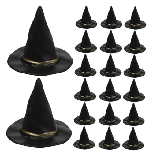 Gatuida 72 Stück Schwarze Hexenhüte Halloween Dekorationen DIY Bastelset Miniatur Kunststoff Hexenhut Zubehör für Puppenhaus Partydekoration Kreative Halloween Tischdeko von Gatuida