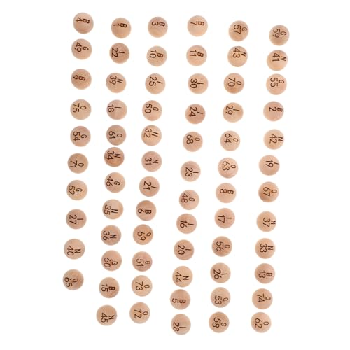 Gatuida 75 Stück Teiliges Holz Bingo Ball Set Nummerierte Langlebig Gravierte Spielbälle aus Massivem Holz Leicht und Tragbar für Raffles Familienfeiern Indoor und Outdoor Entertainment von Gatuida