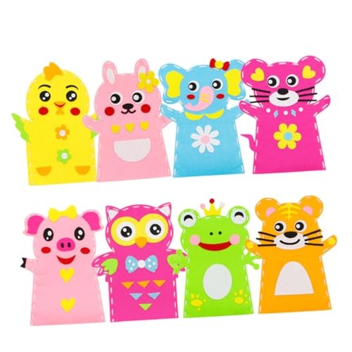 Gatuida 8 Stück DIY Bastelset Handpuppen aus Vliesstoff für Sicherer Bunter Stoffmaterial Mix Fördert Kreativität Geduld und Koordination Geschenk für Kinderzimmerdekoration von Gatuida