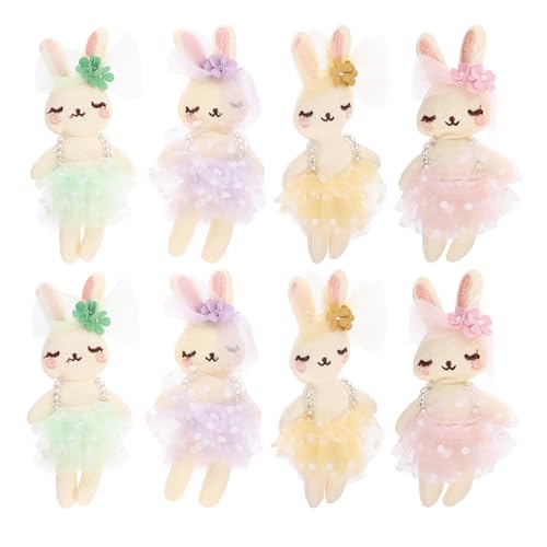 Gatuida 8 Stück Mini-Stofftier-Häschen: Entzückende kleine Kaninchen mit Netzgarnrock – Plüsch-Ostergeschenke für Mädchen – Süßes Ballerina-Häschen-Spielzeug für Kinder als Partygeschenk von Gatuida