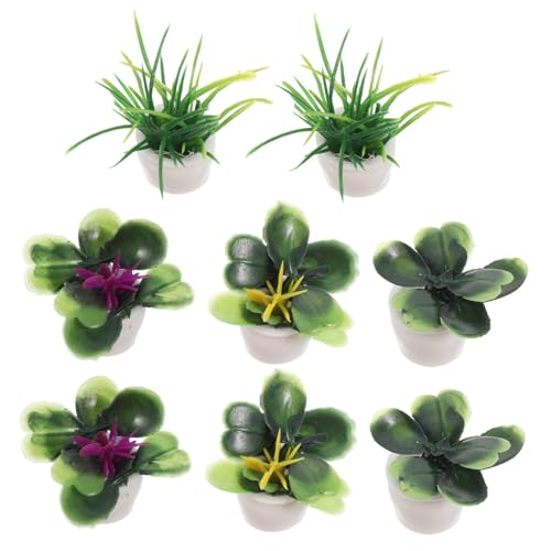 Gatuida 8 Stück Miniatur Pflanzen Miniatur Sukkulenten Puppenhaus Topfpflanzen Künstliche Mini Pflanzen für Garten Büro Innenbereich Dekoration Vielseitige Mini Garten Accessoires von Gatuida