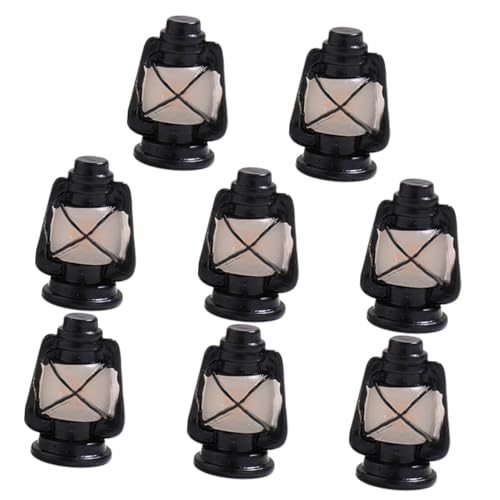 Gatuida 8 Stück Simulation Einer Pferdelaterne Schwarze Laterne DIY Puppenhaus Vintage-Ornament Kleine Tischdekoration realistisches Miniaturlaternenmodell Mini - Harz Black von Gatuida