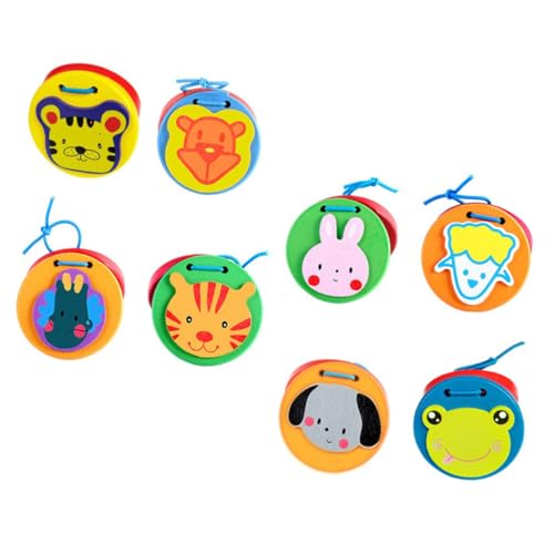 Gatuida 8 Stück Teiliges Holz Kastagnetten Bunte Musikinstrumente für Kindergarten Lernspielzeug Pädagogisch Frühe mit Niedlichen Tiermotiven für Jungen und Mädchen von Gatuida
