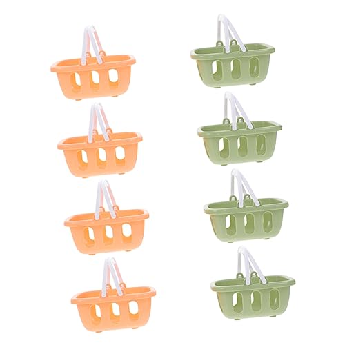 Gatuida 8 Stück Teiliges Mini Einkaufskorb für Mädchen Ab Jahren Robuste Kunststoffkörbe mit Henkel Leichte Farbenfrohe Kaufladen Körbchen für Kreatives Rollenspiel von Gatuida