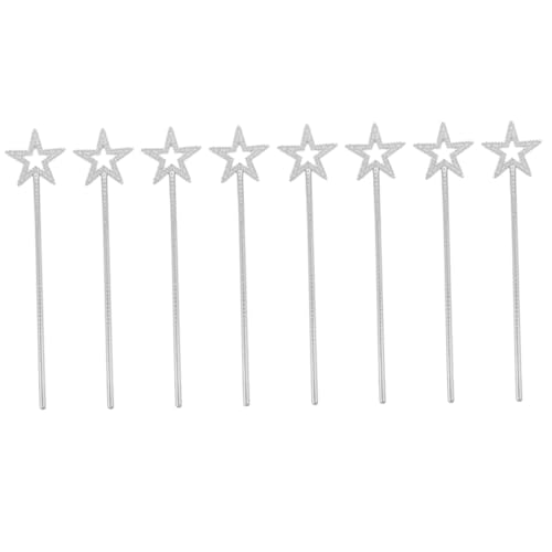 Gatuida 8 Stück Teiliges in Sternform Silberne Handheld Fairy Wands für Mädchen Leichtes Bühnenrequisit und Partygeschenk Kreative Spielzeuge für Kindergeburtstag und Klassenzimmer von Gatuida