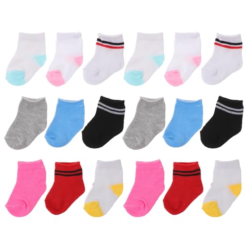Gatuida 9 Paar Puppensocken, 18 Zoll, Mini-Puppenkleidung, Zubehör für Mädchen, Kleinkindspielzeug, Kinder-Actionfigur, Cheerleader-Spielzeug, Sammlerstück, Kindergeburtstag, Rollenspiel von Gatuida