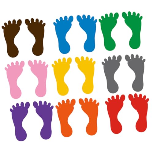 Gatuida 9 Paare Fußabdruck Aufkleber Bunte Fußspuren Bodenaufkleber rutschfest PVC Kindergarten Dekoration für Spielräume und Zufällige Farbe Zufällige Farbe von Gatuida