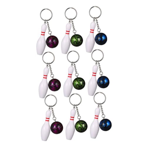 Gatuida 9 Stück Teiliges Bowling Pin Schlüsselanhänger Bunte Camouflage Farben Leichte Sportanhänger Modische Taschenanhänger als Partygeschenk für Bowlingfans und Kindergeburtstag von Gatuida