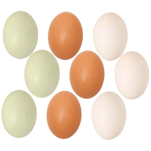 Gatuida 9 Stück Teiliges Holz Eier Osterdeko Realistische Simulation Stabile DIY Dekoration für Ostern Kinderparty Desktop Eier im Natürlichen Farbmix von Gatuida