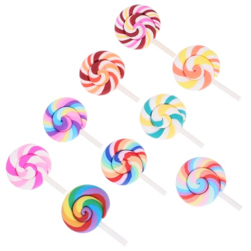 Gatuida 9 Stück Teiliges Miniatur Lutscher Bunte Simulation Lollipop Dekoration DIY Puppenhaus Zubehör Foto Requisiten Hochzeit Candy Fake Modelle von Gatuida