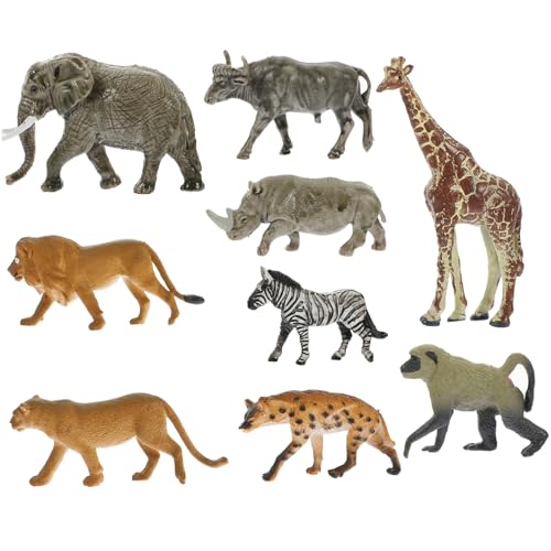 Gatuida 9 Stück Teiliges Tierkognitionsmodell aus Kunststoff Detailreiche Südafrikanische Wildtier Figuren für Kreative Dekoration Miniatur Giraffen Raubtiere für Schreibtisch von Gatuida