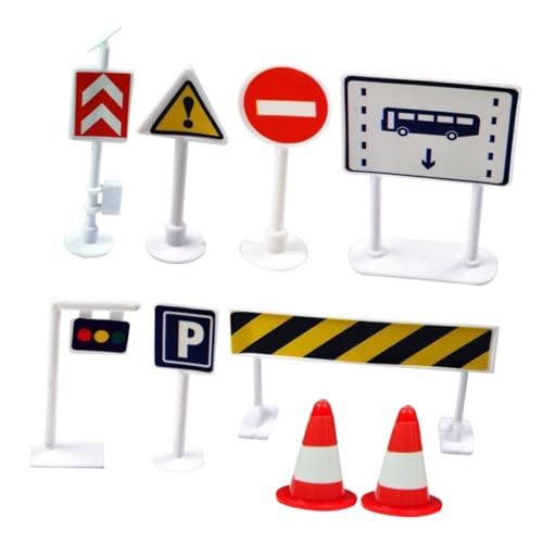 Gatuida 9 Stück Teiliges Verkehrszeichenspielzeug Verkehrssimulation mit Realistischen Farben Stabilem Material für Straßenszenen DIY Lernspielzeug zur Verkehrssicherheit und von Gatuida