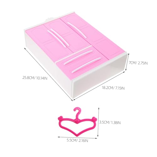 Gatuida Abs Puppenschrank Teiligem Inklusive Geraden und Herzförmigen Kleiderbügeln Dekorative Mini Garderobe für Puppenkleidung Vielseitig für Puppenhaus und Spielzimmer von Gatuida