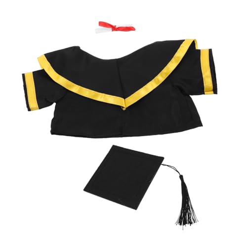 Gatuida Abschlussbär-outfit Grad-hut- Abschlusspuppe Puppenkleidung Für Jungen Abschlussbärentuch Mütze Und Mantel Kuschelbär-tiermütze Kuscheltier Mütze Black Stoff von Gatuida