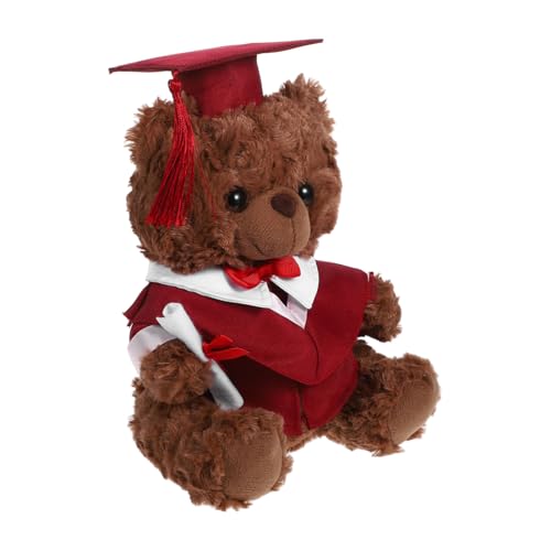 Gatuida Arztanzugbär Puppe Mini-Plüsch-Abschlussspielzeug Plüschbär-Abschlussoutfit Junggesellenbär Dekoration abschlussgeschenk Mini-Abschluss-Stoffbären Bär Plüsch PP Baumwolle rot von Gatuida