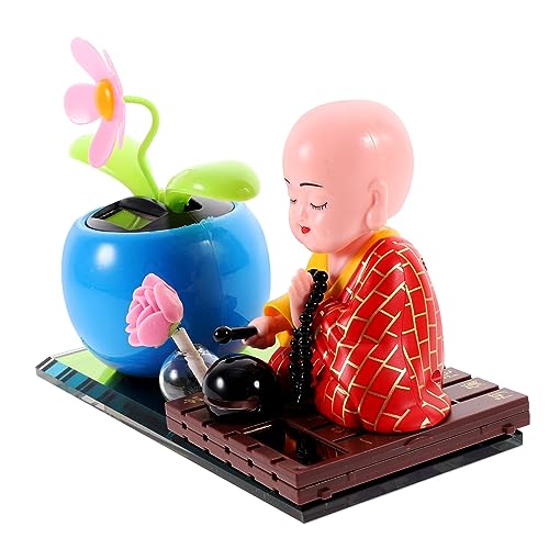 Gatuida Auspicious Monk Figurine für Auto Solarbetriebene Dashboard Dekoration Wackelfigur für Büro und Zuhause Kleine Statue mit Lebendiger Ausstrahlung Robuste Resin Figur für Kreative von Gatuida