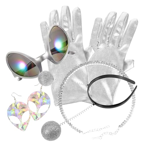 Gatuida Außerirdisches Alien Kostüm Teiliges mit Stirnband Sonnenbrille Brille Handschuhen Witzigem Party Zubehör für Damen und Herren Robust und Vielseitig für Karneval und Cosplay Gatuida Außerirdisches Alien Kostüm Teiliges mit Stirnband Sonnenbrille Brille Handschuhen Witzigem Party Zubehör für Damen und Herren Robust und Vielseitig für Karneval und Cosplay von Gatuida