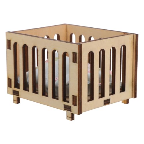 Gatuida Baby-Puppenbett: Miniatur-Puppenhausbett - Babybettmodell im Maßstab 1:12 - Mini-Haus-Schlafzimmer-Ornament für Kinderzimmer-Kinderparty von Gatuida