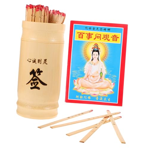 Gatuida Bambus Wahrsagestäbe mit Eimer und Buch Teiliges Chinesisches Divinationsspiel für Familie Tempel Buddhistische Wahrsageutensilien mit Glattem Finish und Traditionellem Vintage von Gatuida