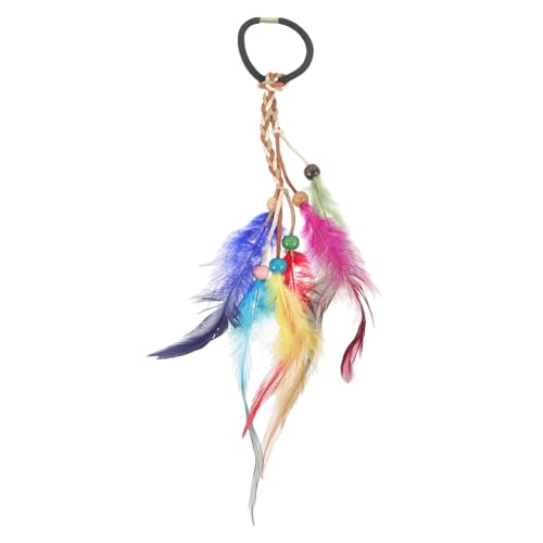 Gatuida Boho Feder Haarband Elastisches Haarband für Damen Haarschmuck Festival Karneval Masquerade Haarschmuck für Frauen Buntes Ethno Haargummi mit Perlen und Quasten Rutschfest und von Gatuida
