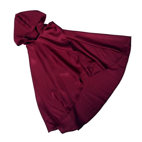 Gatuida Burgunderroter Kapuzenumhang für Damen Mittelalterlicher Vintage Schal für Halloween Cosplay Renaissance Messen Verstellbare Kordelzüge von Gatuida