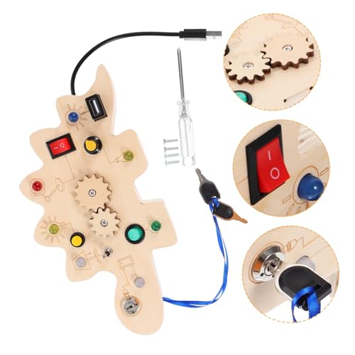 Gatuida Busy Board Dinosaurier Holzspielzeug mit LED lichtern Sensorisches Lernspielzeug für Kleinkinder Fördert Problemlösung und Farberkennung Montessori Activity Board für Jungen und Gatuida Busy Board Dinosaurier Holzspielzeug mit LED lichtern Sensorisches Lernspielzeug für Kleinkinder Fördert Problemlösung und Farberkennung Montessori Activity Board für Jungen und von Gatuida