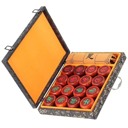 Gatuida Chinesisches Schach Set aus Holz Tragbares Handgefertigtes Brettspiel für Erwachsene und Langlebig Sicher Leichter Koffer Hochwertigem Leder Schachbrett Edukatives von Gatuida