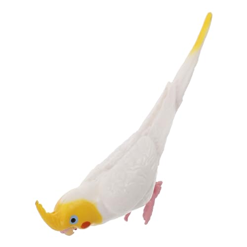 Gatuida Cockatiel Ornamente realistischer Vogel klein Simulation falsche Vögel Stehende Vogelfigur künstliche Papageien Papagei Vogel Spielzeugpapageienspielzeug PVC Weiß von Gatuida