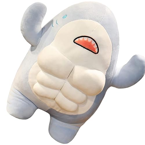 Gatuida Dekorativer Cartoonhai Plüschtier Muskulöses Stofftier für Süßes Kuscheltier für Zuhause Schule und Lustige für Blauer Hai von Gatuida