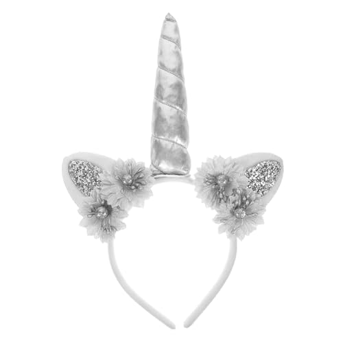 Gatuida Einhorn Haarreif mit Silber grauem Horn und Stoffblumen Lustiges Party stirnband für Damen und Mädchen Weicher Rutschfester Kopfschmuck für Festival Geburtstag und Weihnachtsfeier Gatuida Einhorn Haarreif mit Silber grauem Horn und Stoffblumen Lustiges Party stirnband für Damen und Mädchen Weicher Rutschfester Kopfschmuck für Festival Geburtstag und Weihnachtsfeier von Gatuida